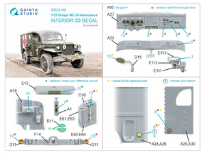Quinta Studio QD35149 Dodge WC-54 Ambulance 3D-Printed &amp;amp; colored Interior on decal paper (Zvezda) 1/35 – image 2