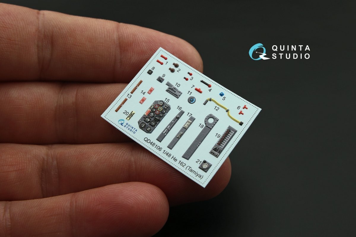 Quinta Studio QD48106 He-162 3D-Printed &amp;amp; coloured Interior on decal paper (for Tamiya kit) 1/48 – immagine 6