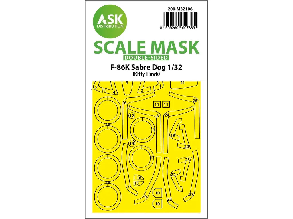 Art Scale Kit M32106 F-86K Sabre Dog Double-Sided Express Fit Mask for Kitty Hawk 1/32