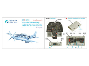 Quinta Studio QDS-32143 P-51D/K Mustang 3D-Printed coloured Interior on decal paper (Dragon) (Small version) 1/32 – immagine 2