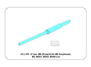 Aber 35L-103 Barrel for US 37 mm M6 gun fit to M8 Greyhound,M3,M5,Grant and Lee tanks 1/35 – image 5