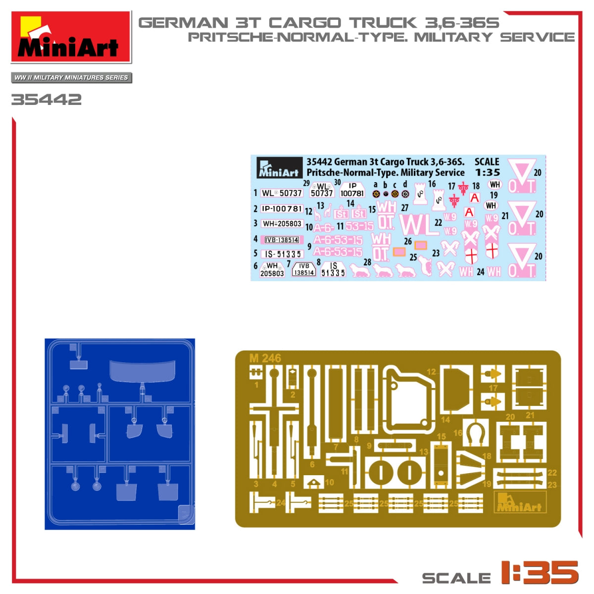 Miniart 35442 GERMAN 3T CARGO TRUCK 3,6-36S. PRITSCHE-NORMAL-TYPE. MILITARY SERVICE 1/35 – immagine 2