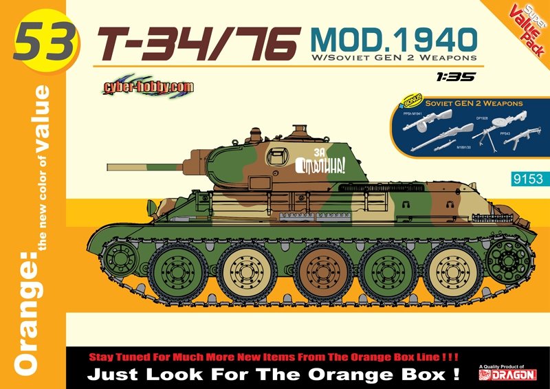 Cyber ​​Hobby 9153 T-34/76 Mod.1940 GEN2 Armes d'infanterie soviétiques 1/35