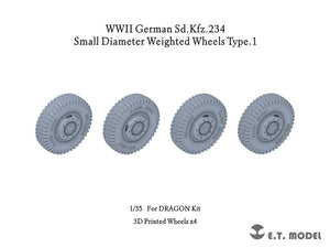 E.T. Model P35-101 WWII German Sd.Kfz.234 Small Diameter Weighted Wheels Type.1 1/35 – immagine 2