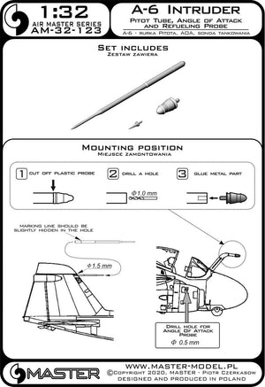 Master AM-32-123 PZL P.11c A-6 Intruder - Rurka Pitota, sonda Angle of Attack oraz tankowania 1/32 – Bild 3