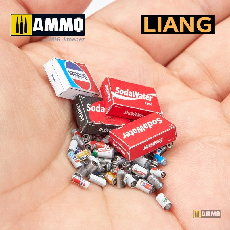Liang 0411 3D-Print Model Soda Cans + Cardboard Boxes 1960s-1990s 1/35 – Bild 9