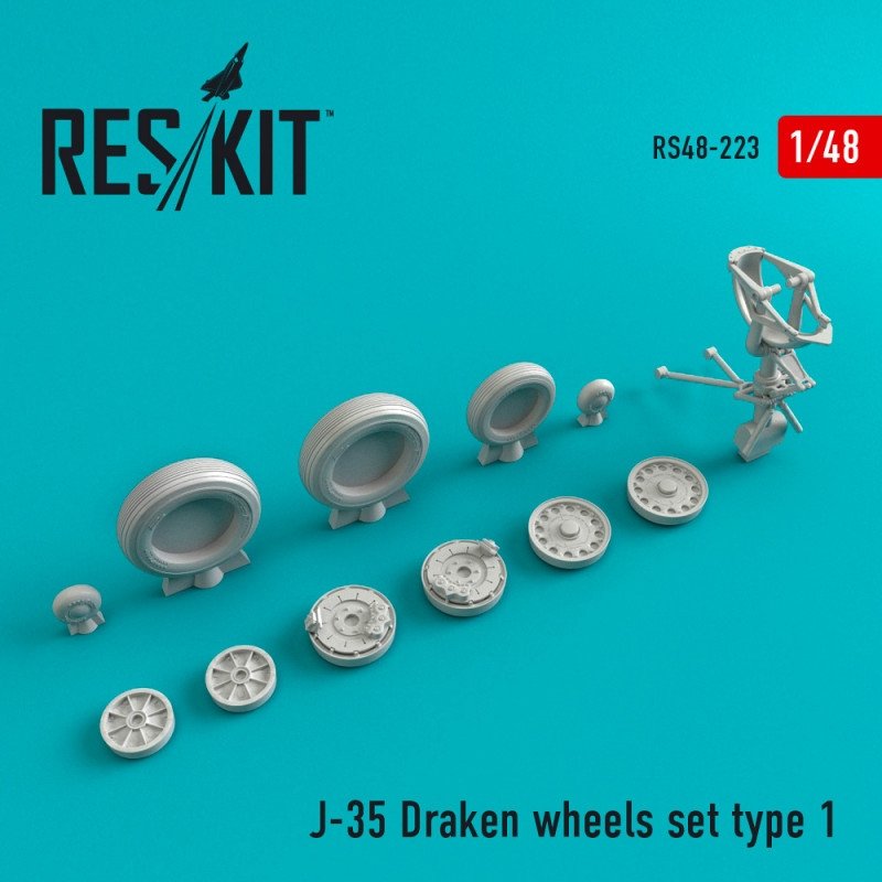 RESKIT RS48-0223 Jeu de roues J-35 Draken type 1 1/48