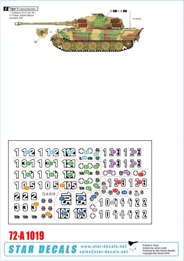 Star Decals 72-A1019 Western Front Tigers # 1 1/72 – Bild 2