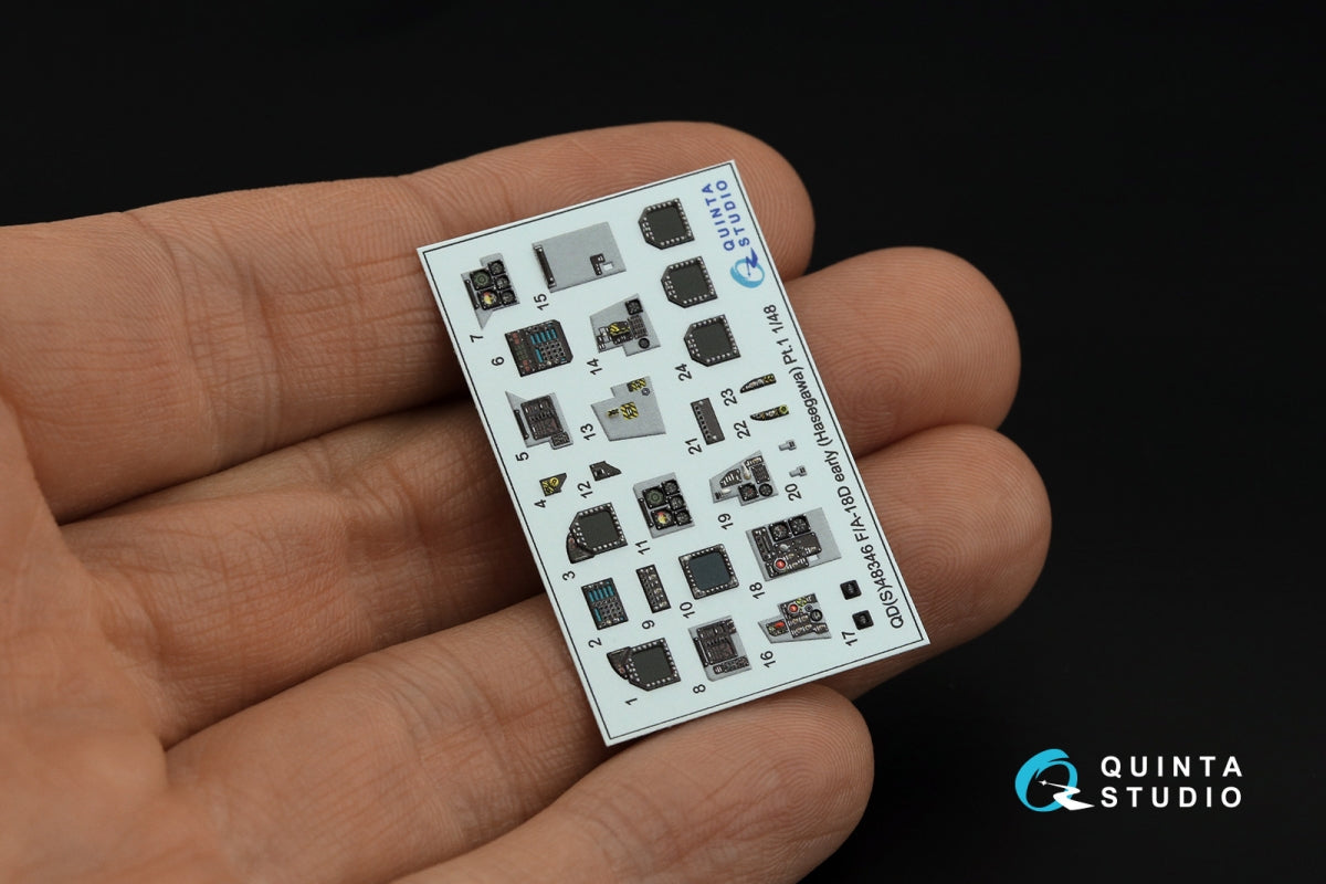 Quinta Studio QD48346 FA-18D early 3D-Printed &amp;amp; coloured Interior on decal paper (Hasegawa) 1/48 – immagine 6