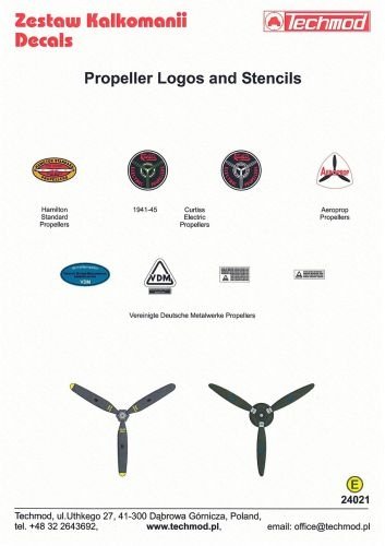 Techmod 24021 Propeller logos and stencils / Propeller markings 1/24