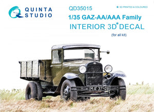 Quinta Studio QD35015 GAZ-AA/AAA family 3D-Printed &amp;amp; coloured Interior on decal paper (for all kit) 1/35