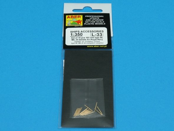Aber 350L-33 Set of 16 pcs 102 mm type BL Mk.IX barrels for Royal Navy 1/350 – Bild 5
