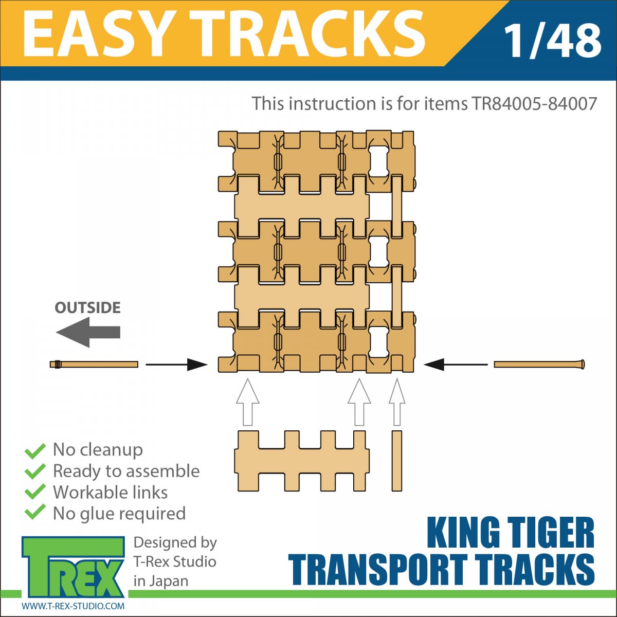 T-Rex Studio TR84007 King Tiger Transport Tracks Pattern 2 1/48 – imagen 5