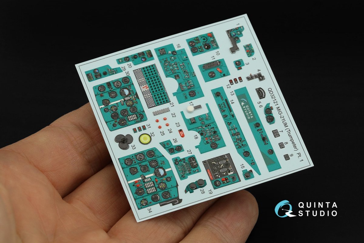 Intérieur imprimé en 3D et coloré sur papier décalcomanie Quinta Studio QDS-32121 MiG-21UM (Trumpeter) (Petite version) 1/32 – image 7