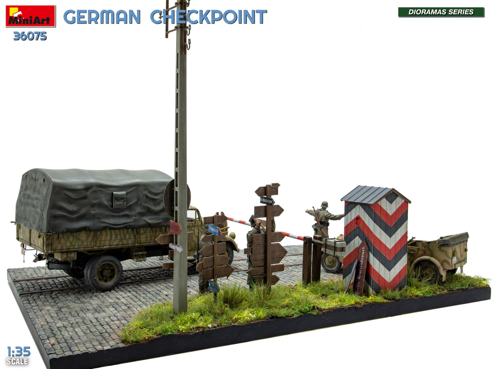 MiniArt 36075 German Checkpoint. 3t Cargo Truck 3,6-36S &amp;amp; Kfz.1 Type 170VK w/ Feldgendarmerie. Big Set 1/35 – immagine 9