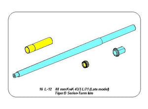 Aber 16L-12 Barrel 88 mm KwK 43/3 L/71 for Tiger B Serien-Turm / 88 mm KwK 43/3 L/71 (Late model) Tiger B Serien-Turm late 1/16 – image 7