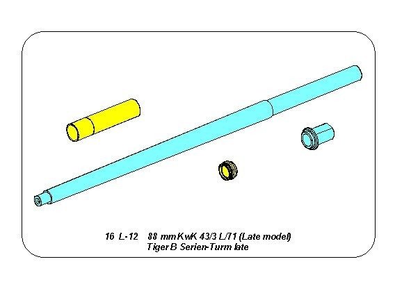 Aber 16L-12 Barrel 88 mm KwK 43/3 L/71 for Tiger B Serien-Turm / 88 mm KwK 43/3 L/71 (Late model) Tiger B Serien-Turm late 1/16 – image 7