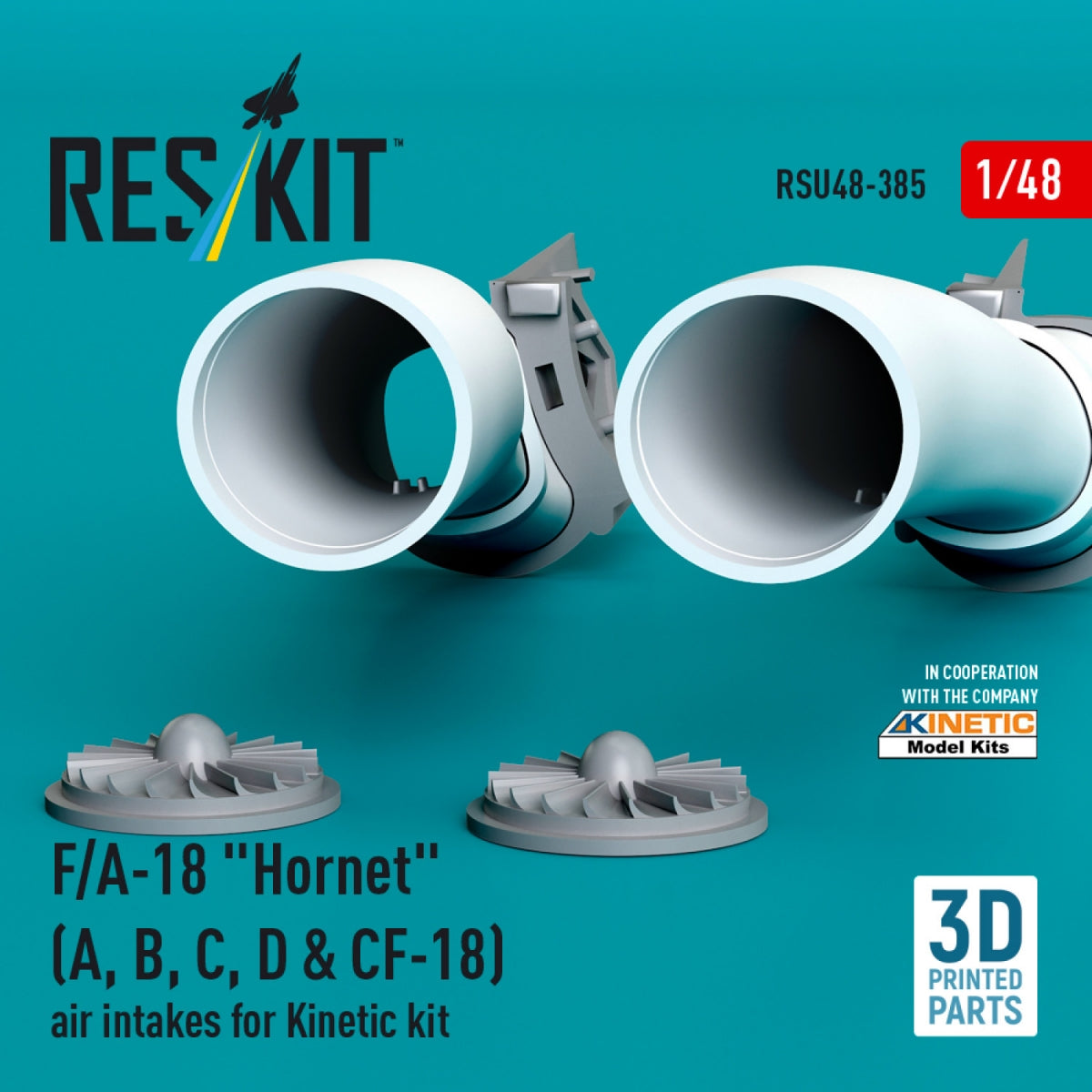 Prises d&amp;#39;air RESKIT RSU48-0385 F/A-18 « Hornet » (A, B, C, D et CF-18) pour maquette Kinetic (impression 3D) au 1/48 – image 2