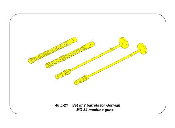 Aber 48L-21 Set of 2 barrels for German machine guns MG34 1/48 – immagine 7