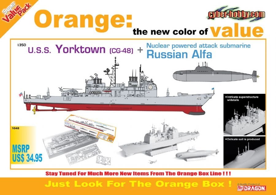 Cyber ​​Hobby 1048 USS Yorktown CG-48 et classe Alfa russe 1/350