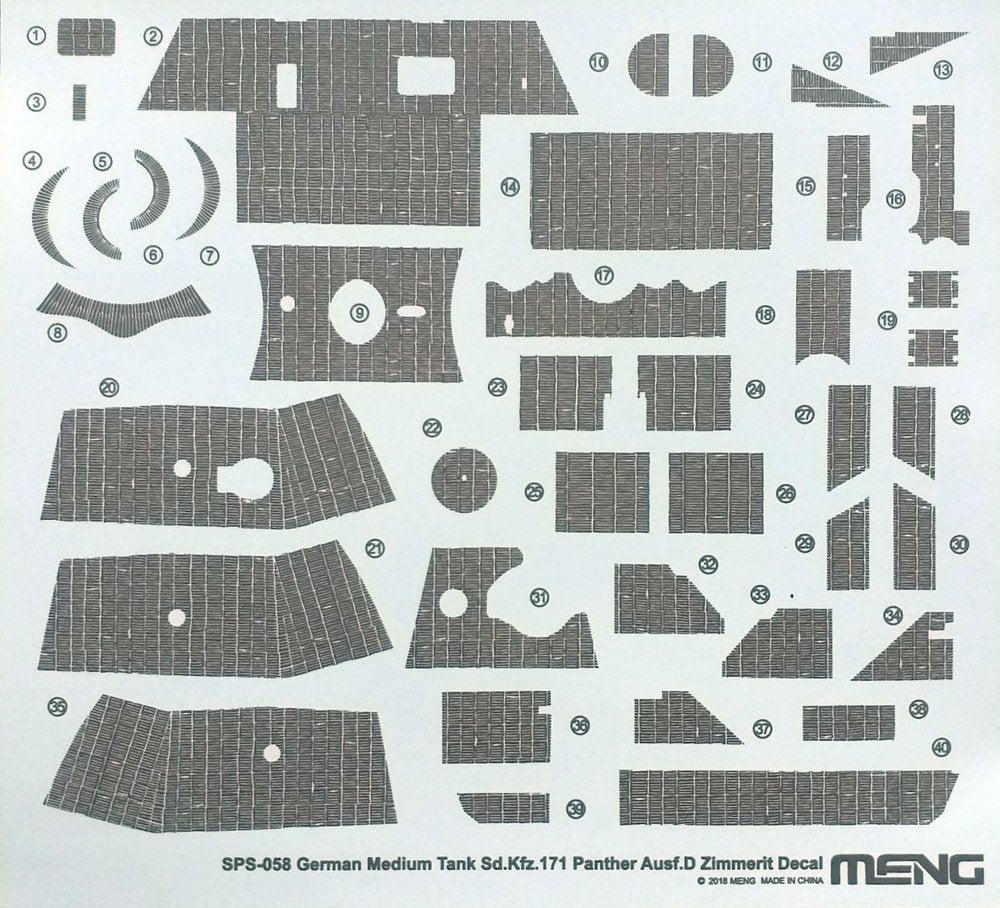 Meng Model SPS-058 Sd.Kfz.171 Panther Ausf.D Zimmerit Decal 1/35