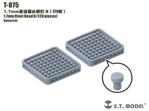 Rivets à tête B, modèle T-075 de 1,7 mm (120 pièces)