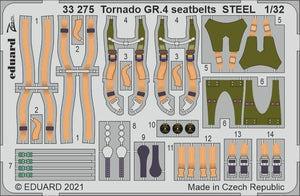 Ceintures de sécurité en acier Eduard 33275 Tornado GR.4 pour ITALERI 1/32