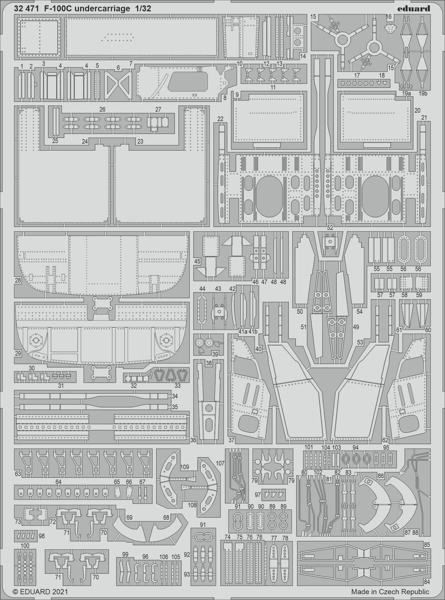 Eduard 32471 F-100C undercarriage TRUMPETER 1/32