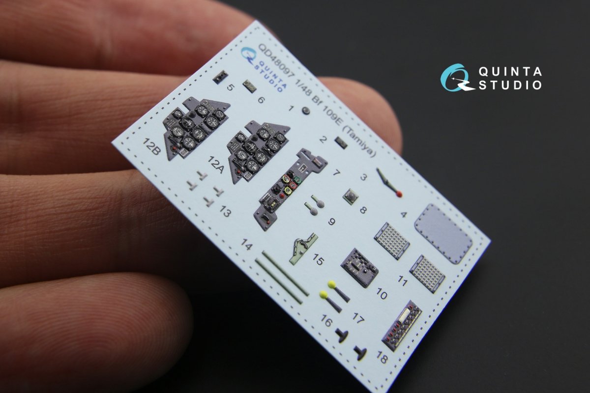 Quinta Studio QD48097 Bf 109E 3D-Printed &amp;amp; coloured Interior on decal paper (for Tamiya kit) 1/48 – Bild 6