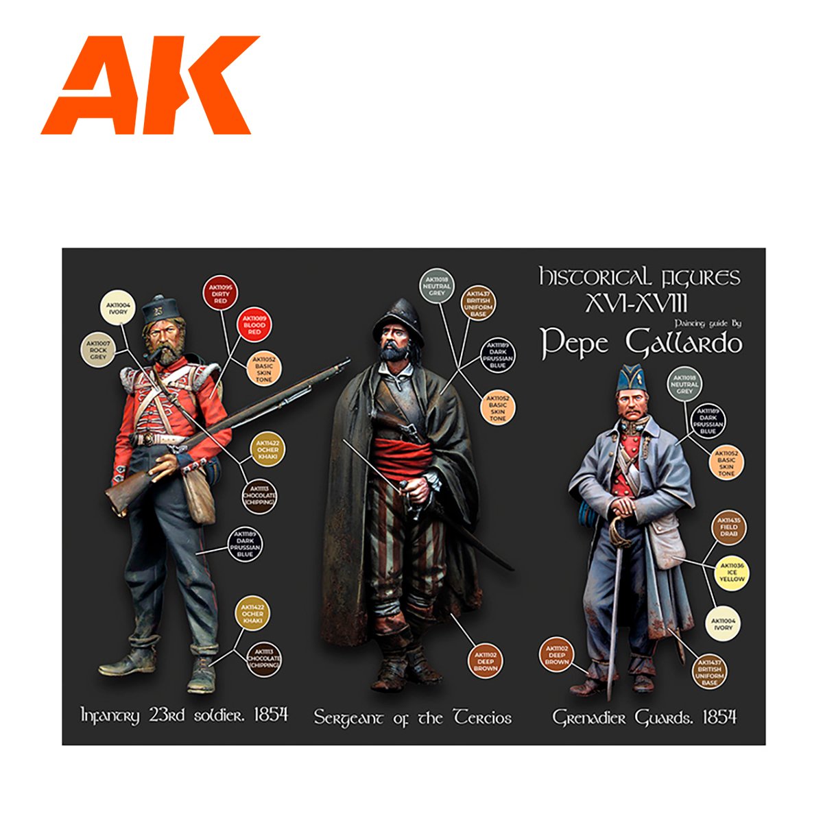 AK Interactive AK11762 SIGNATURE SET – HISTORICAL FIGURES S. XVI-XVIII BY PEPE GALLARDO PAINT SET 18x17 ml – immagine 5