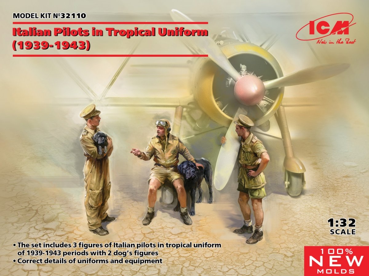 ICM 32110 Pilotes italiens en uniformes tropicaux 1/32