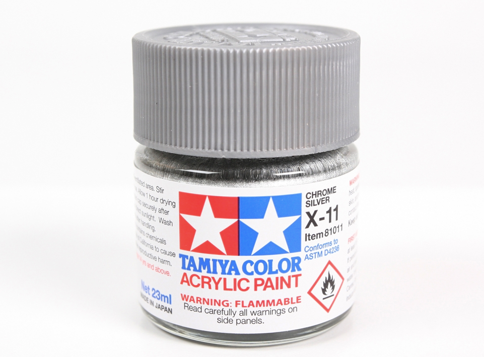Tamiya 81011 Peinture acrylique X-11 Argent chromé 23 ml – image 2