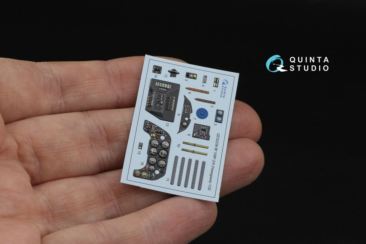 Quinta Studio QD32256 Bf 109F2/F4 3D-Printed &amp; coloured Interior on decal paper (Hasegawa) 1/32