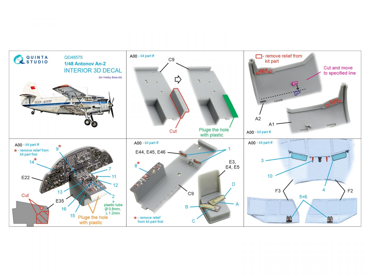 Quinta Studio QD48575 Antonov An-2 Colt 3D-Printed &amp;amp; coloured Interior on decal paper (HobbyBoss) 1/48 – Bild 10