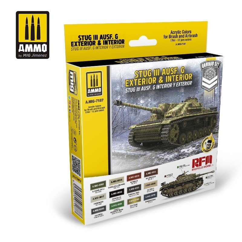 Munitions du Mig Jimenez 7187 STUG III AUSF. G Ensemble extérieur et intérieur 12x17ml