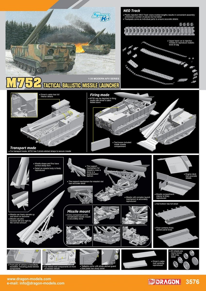 Dragon 3576 M752 TACTICAL BALLISTIC MISSILE LAUNCHER 1/35 – immagine 2