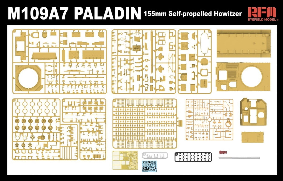 Rye Field Model 5129 M109A7 PALADIN 155 mm Self-Propelled Howitzer w/ Workable Tracks 1/35 – image 5