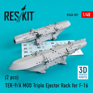 RESKIT RS48-0387 TER-9/A MOD TRIPLE EJECTOR RACK POUR F-16 (2 PCS) (IMPRESSION 3D) 1/48