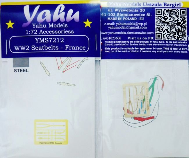 Yahu YMS7212 WW2 seatbelts France 1/72