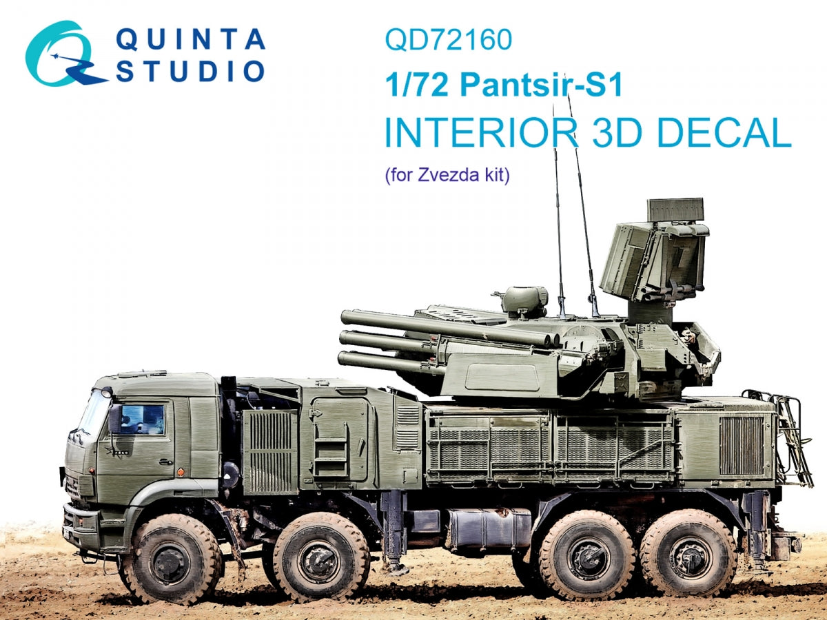 Quinta Studio QD72160 Pantsir-S1 3D-Printed colored Interior on decal paper (Zvezda) 1/72