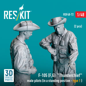 RESKIT RSF48-0072 F-105 (F, G) « Thunderchief » pilotes masculins (en position debout - type 1) (2 pièces) (Impression 3D) 1/48 – image 3