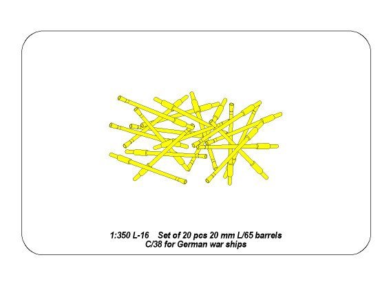 Aber 350L-16 Ensemble de 20 canons de 20 mm L/65 C/38 pour navires allemands (1/350) – image 4