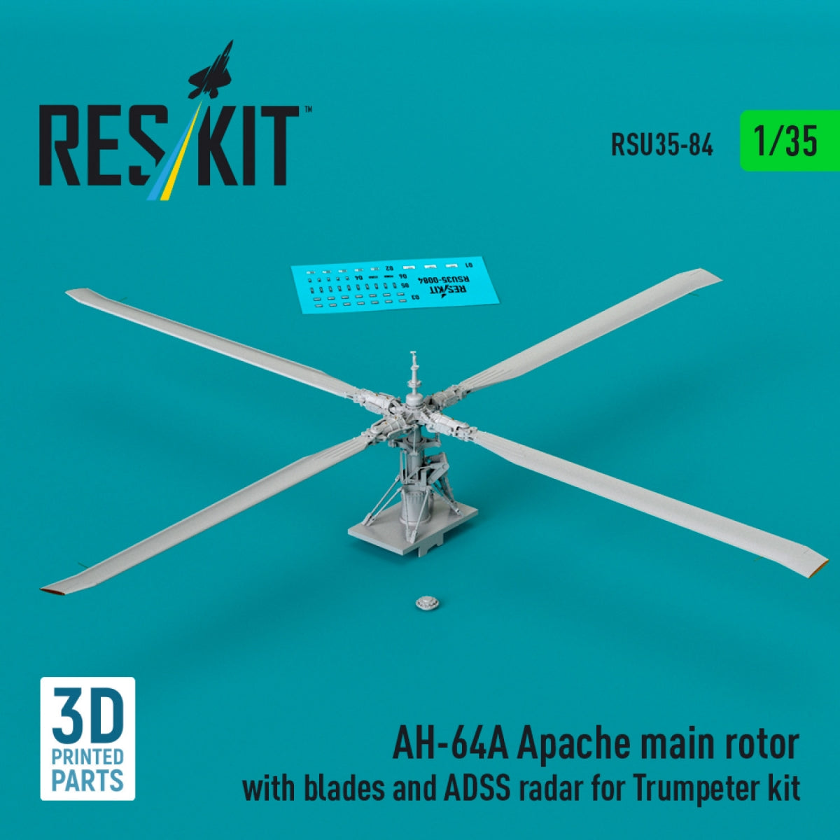 RESKIT RSU35-0084 AH-64A Apache main rotor with blades and ADSS radar for Trumpeter kit (3D Printed) 1/35
