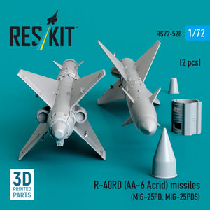 RESKIT RS72-0528 R-40RD (AA-6 &amp;quot;Acrid&amp;quot;) missiles (2 pcs) (3D Printed) 1/72 – zdjęcie 2
