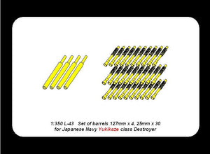Aber 350L-43 Jeu de canons 127 mm x 4 ; 25 mm x 30 pour destroyer de classe Yukikaze de la marine japonaise (1/350) – image 4
