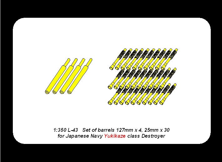 Aber 350L-43 Jeu de canons 127 mm x 4 ; 25 mm x 30 pour destroyer de classe Yukikaze de la marine japonaise (1/350) – image 4