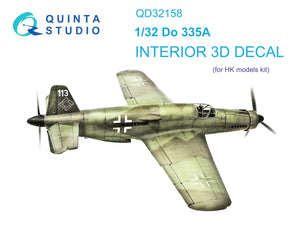 Quinta Studio QD32158 Do 335A 3D-Printed &amp;amp; coloured Interior on decal paper (HK models) 1/32