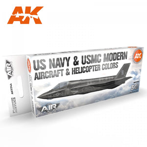 AK Interactive AK11744 US NAVY &amp;amp; USMC MODERN AIRCRAFT &amp;amp; HELICOPTER COLORS 8x17 ml