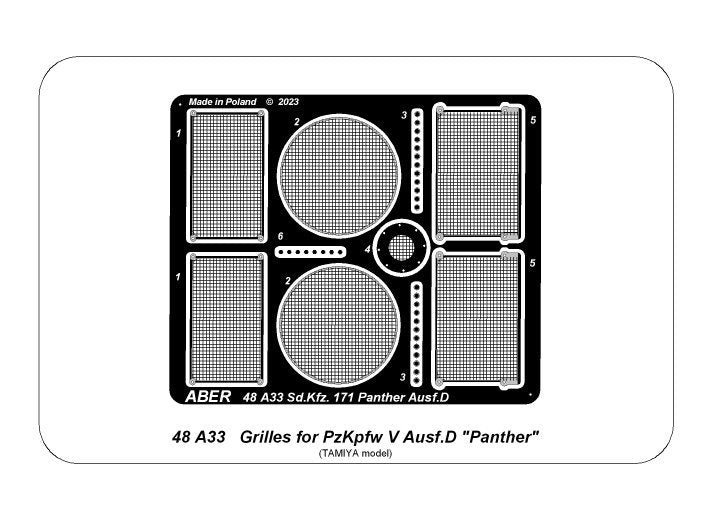 Aber 48A33 Grilles for Panther D 1/48 – image 2