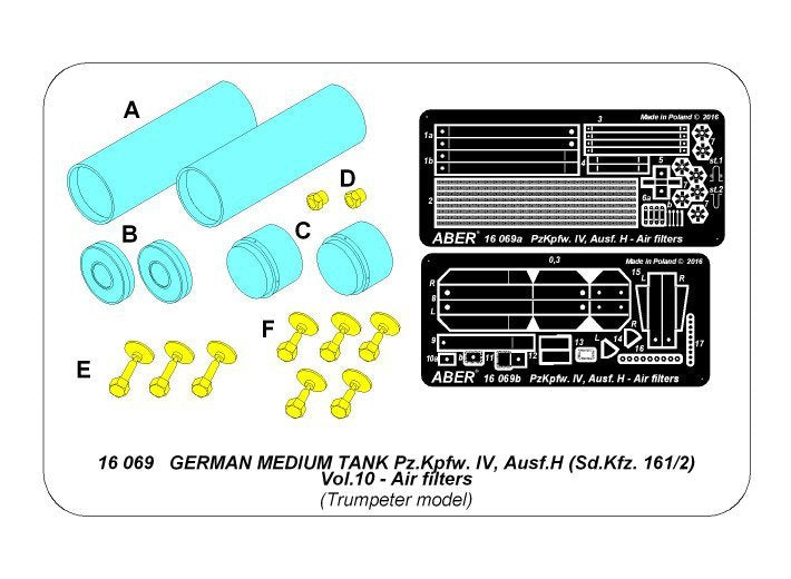 Aber 16069 GERMAN MEDIUM TANK Pz.Kpfw. IV, Ausf.H (Sd.Kfz. 161/2) Vol.10 - Air filters 1/16 – immagine 15